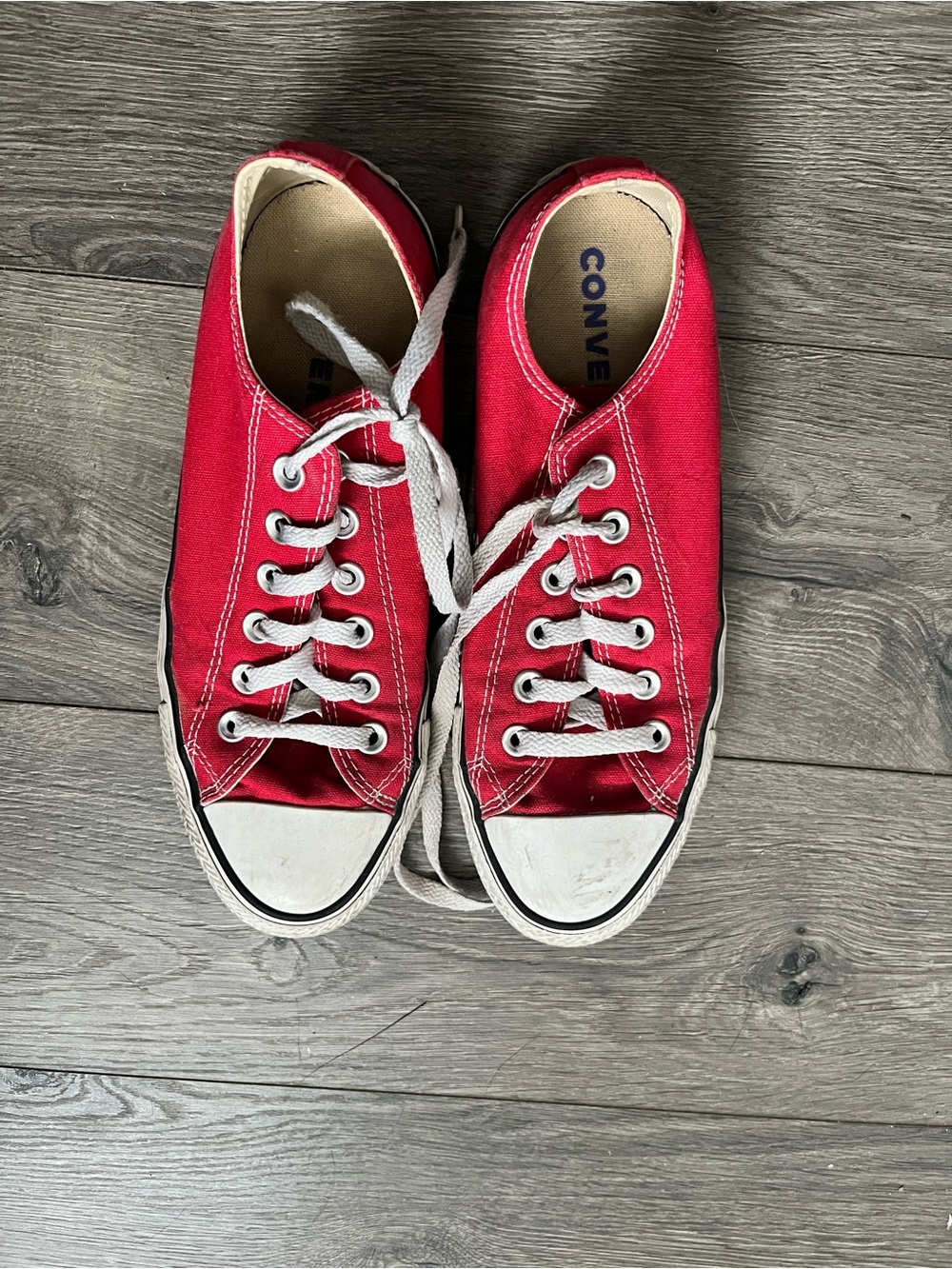 Converse Red and White Low-Top Canvas Sneakers